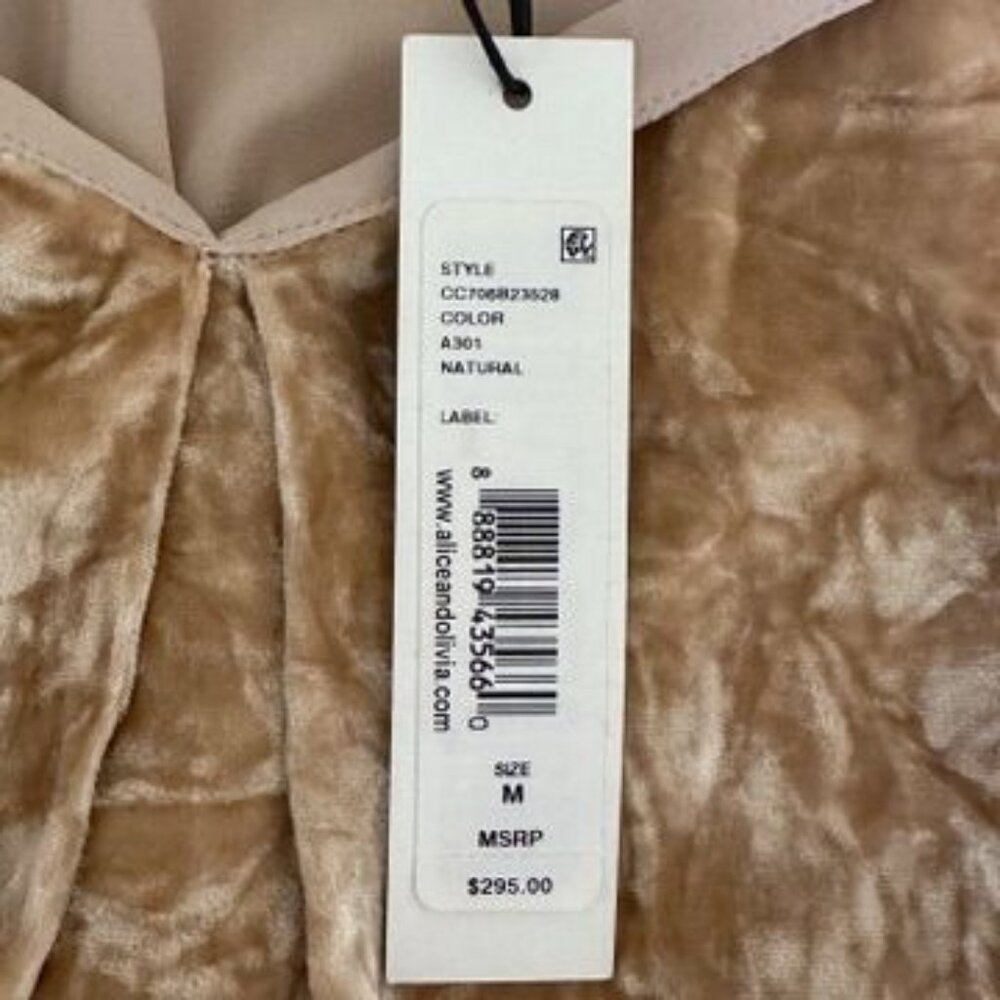 Alice + Olivia Fierra Crushed Velvet Cream Gold Tank Mini Dress Size M NWT $295 - Picture 9 of 10